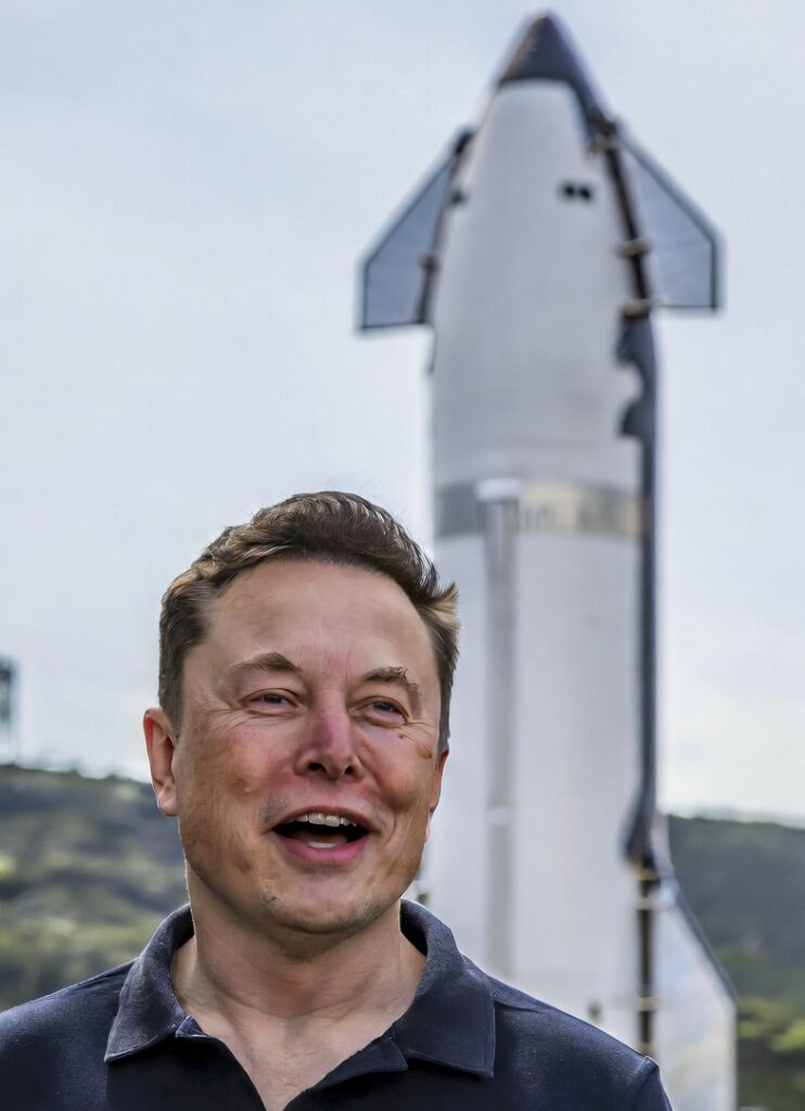 elon-musk-excited-and-starship-in-background-grok